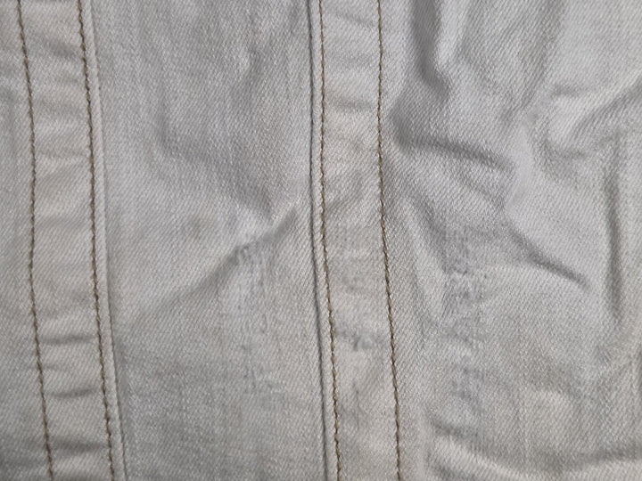 Old Navy Jean Jacket Womens 2X White Stretch Denim Button Front Trucker Casual