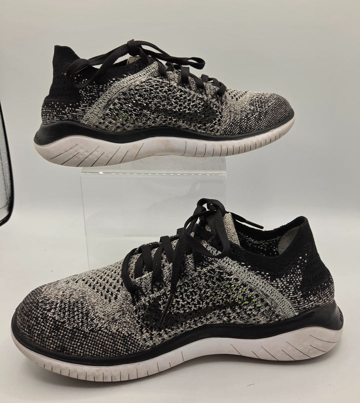 Nike Free RN Flyknit 2018 942839-101 Women 6.5 Running Shoes White Black Sneaker