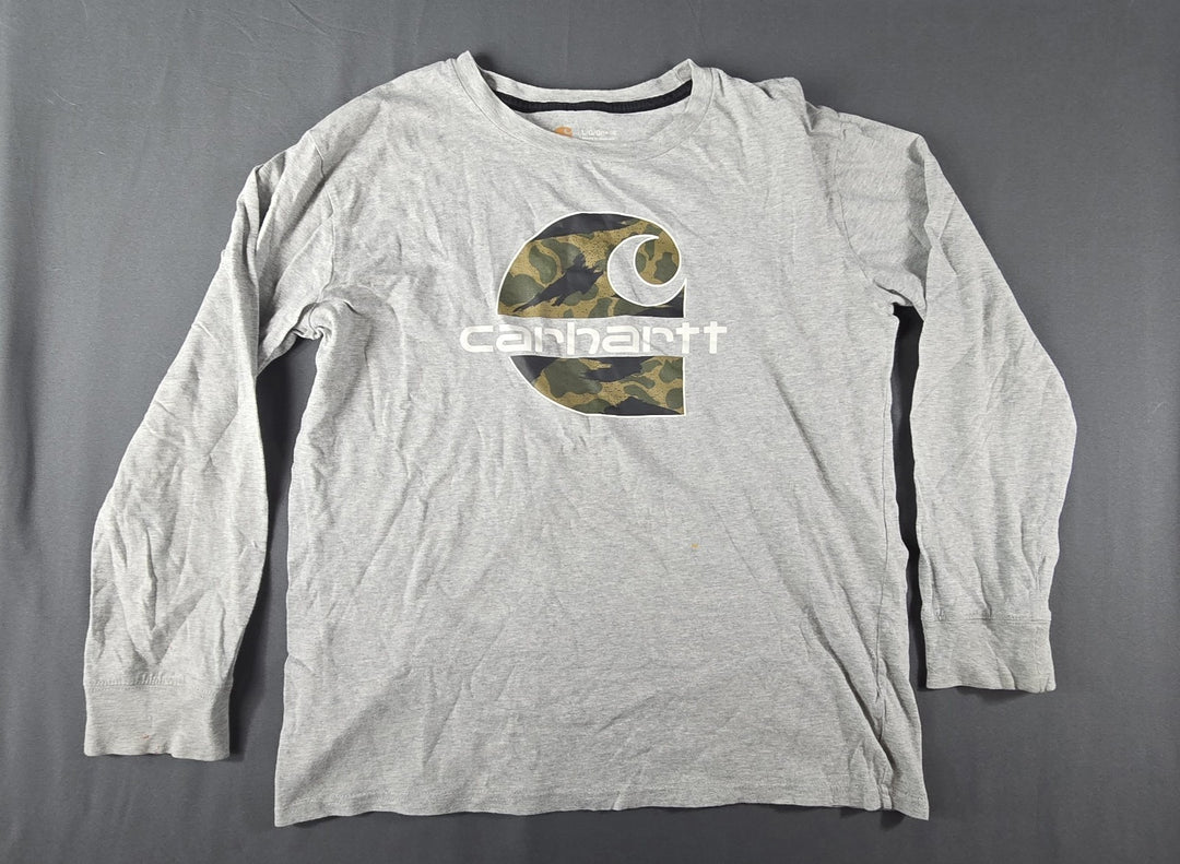Carhartt Shirt Boys Large (14-16) Gray Graphic Logo Long Sleeve