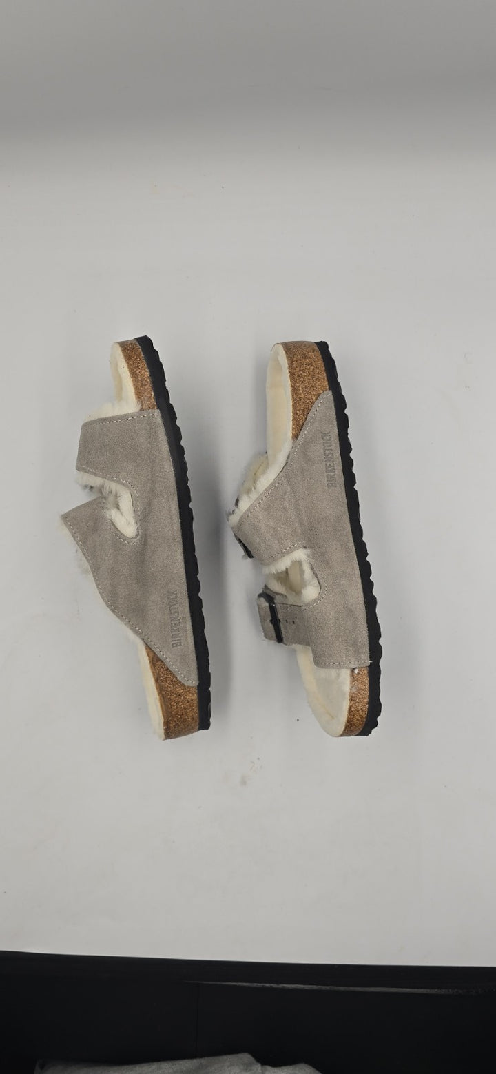 Birkenstock Arizona Shearling Mens Size EU 45/12M Stone Coin 1017402 Slides