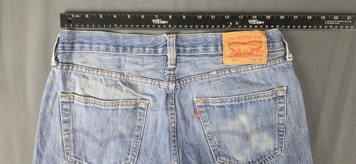 Levis 501 Jeans Mens 36X29 Blue Medium Wash Straight Leg Fit Button Fly Modern