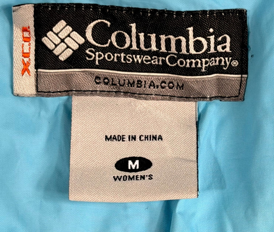 Columbia XCO Rain Jacket Womens Medium Blue Nylon Outdoor Hiking Hooded Full Zip
