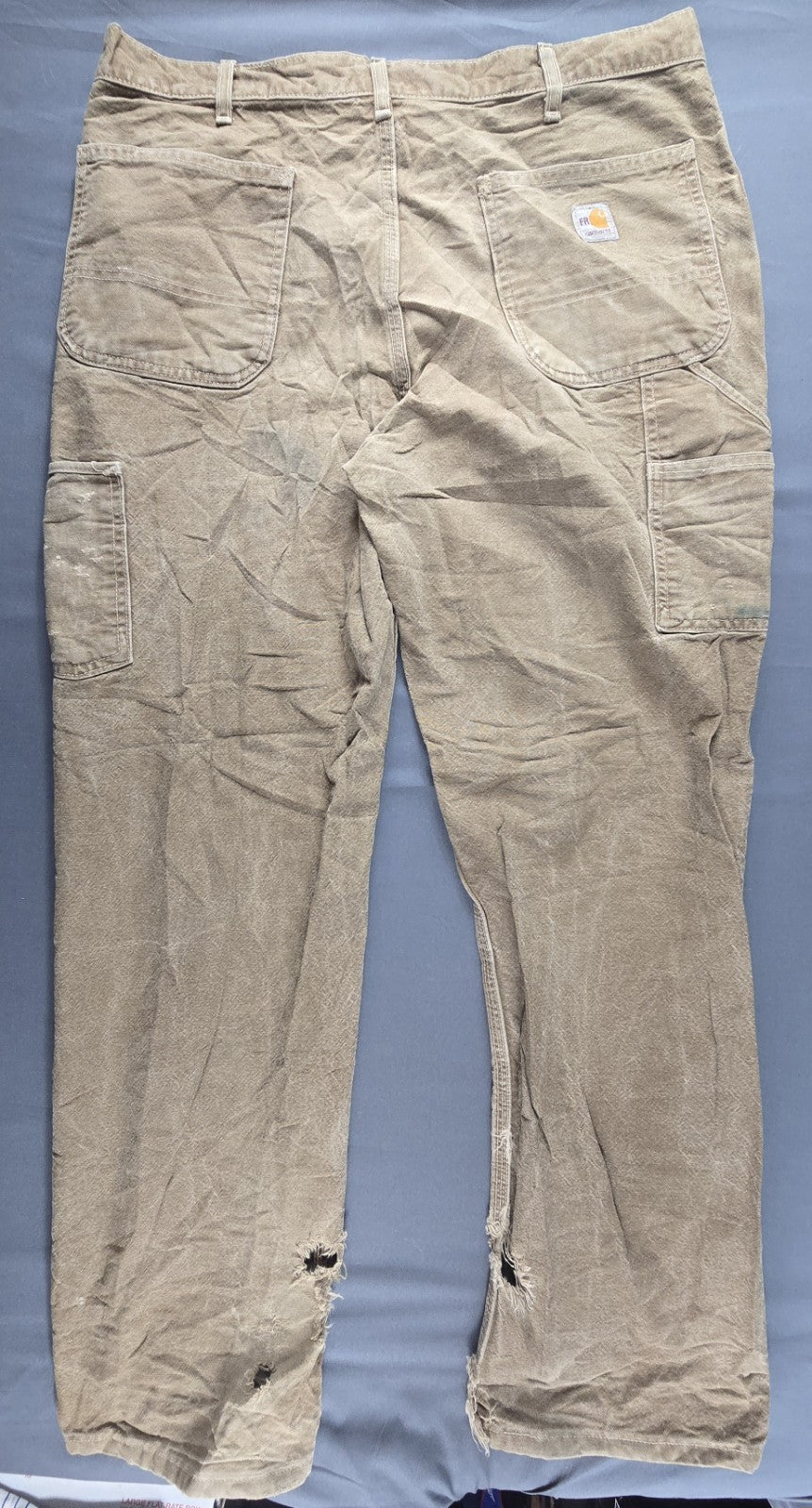 Carhartt FR Jeans Mens 36x32 Beige Original Fit Straight Leg Carpenter Workwear