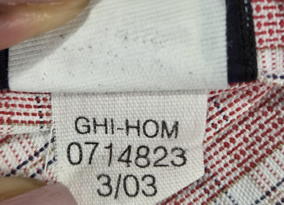 Tommy Hilfiger Mens M Red White Check Long Sleeve Button Down Shirt Cotton