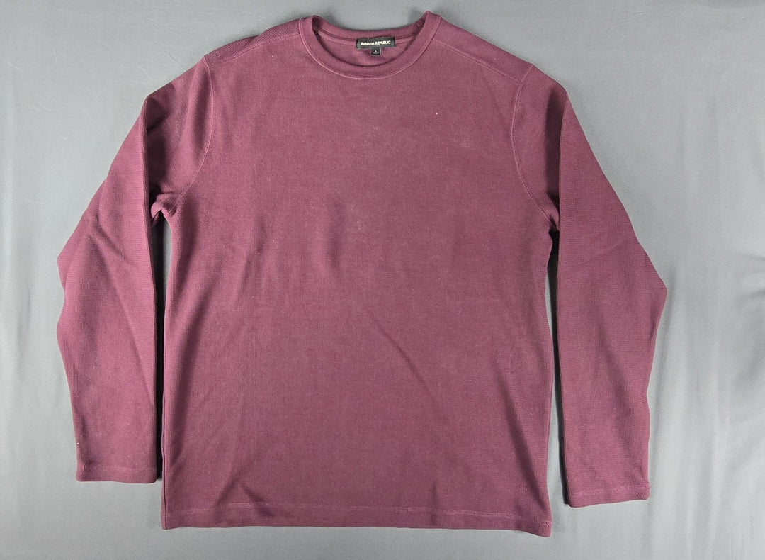 Banana Republic Sweater Mens Size Large Burgundy Long Sleeve. Waffle Thermal