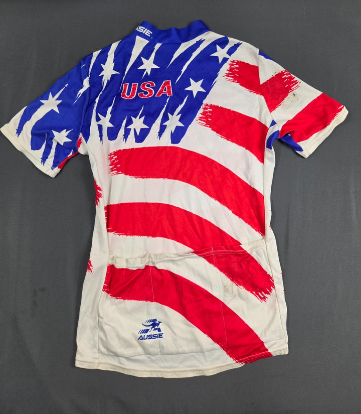 Aussie USA Flag Cycling Jersey Mens Medium Multicolor Short Sleeve Quarter Zip