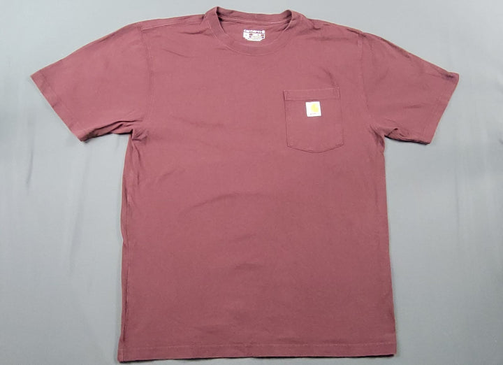 Carhartt Shirt Men’s K87 Medium Burgundy Logo Loose Fit Short Sleeve Pocket