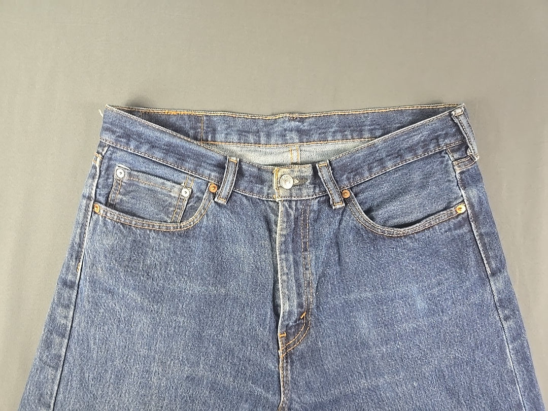 Levi 505 Jeans Mens 33x32 Blue Dark Wash Regular Fit Straight Leg Workwear