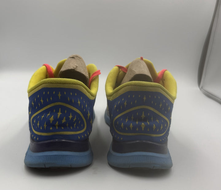 Nike Free Run ID Womens 8.5 Shoes Blue Yellow Beaver Solo Swoosh Lace Up Sneaker