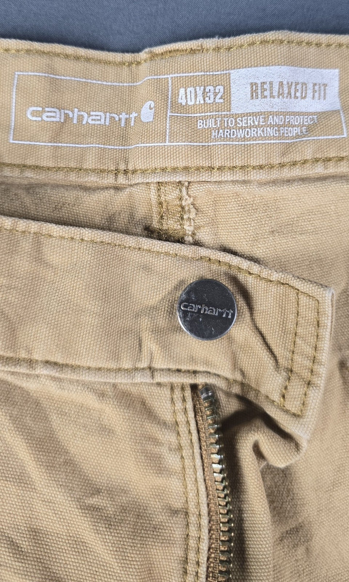 Carhartt Jeans Mens 40x32 Beige Tan Double Knee Straight Leg Relaxe Fit Workwear