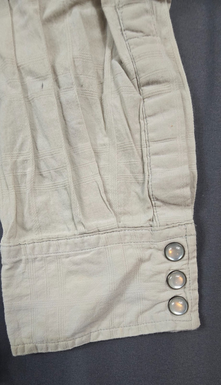 Helix Shirt Mens Large Beige Long Sleeve Cotton Affliction Western Pearl Snap