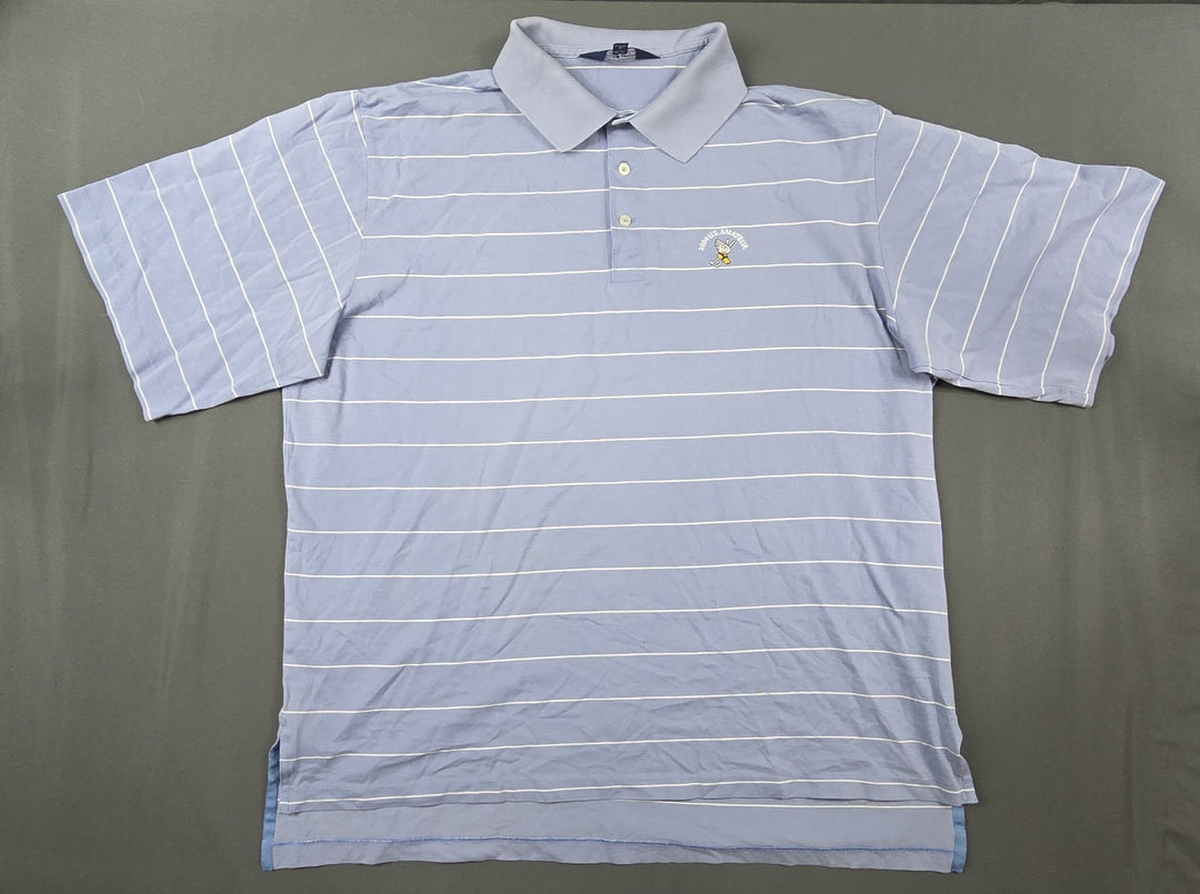 VTG Polo Golf Ralph Lauren Shirt Mens XL Blue White Stripe Embroidered Logo Pima