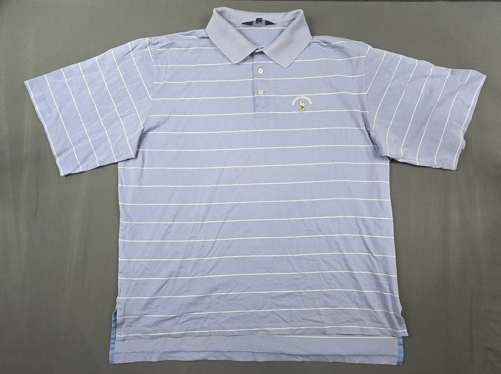 VTG Polo Golf Ralph Lauren Shirt Mens XL Blue White Stripe Embroidered Logo Pima