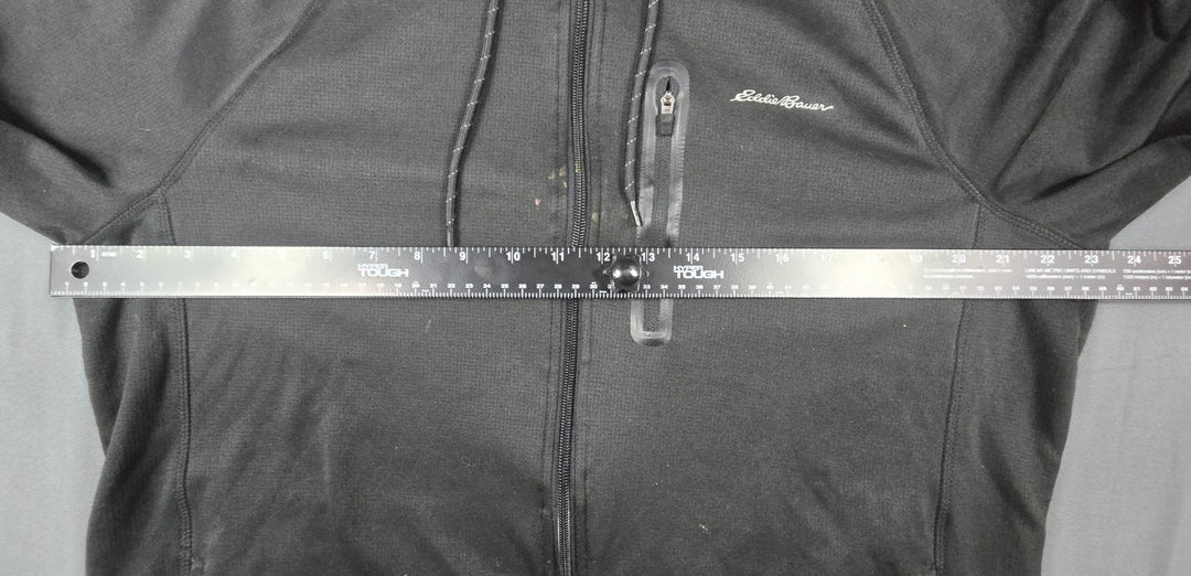 Eddie Bauer Freedom Hoodie Mens L Black Raglan Sleeve Moisture Wicking Full Zip