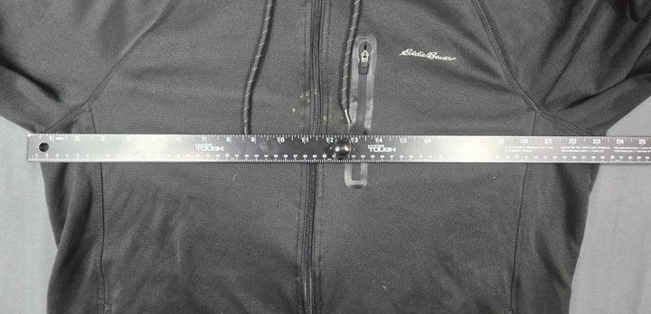 Eddie Bauer Freedom Hoodie Mens L Black Raglan Sleeve Moisture Wicking Full Zip