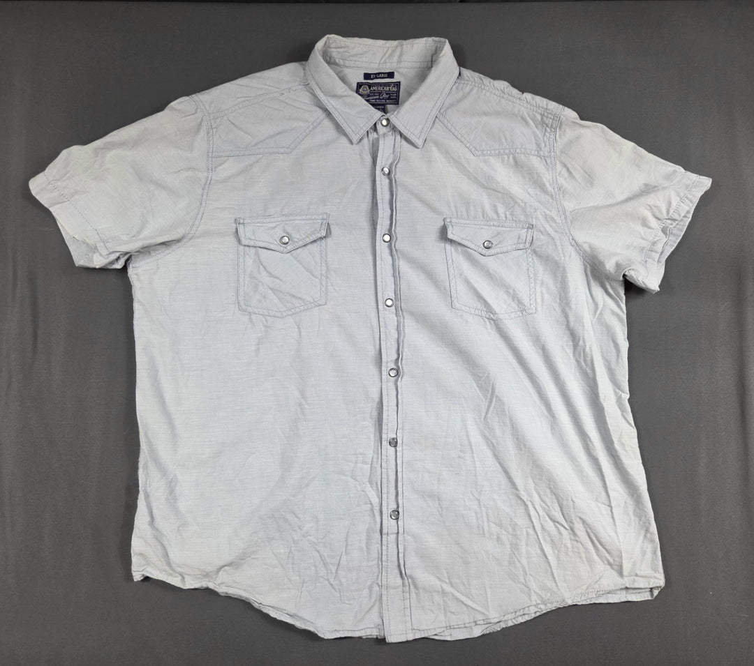 American Rag Cie Mens XXL Light Blue Short Sleeve Button Down Shirt Cotton