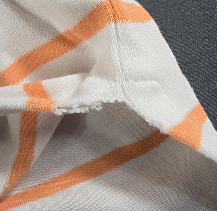 Polo Ralph Lauren Shirt Mens L White Orange Stripe Embroidered Logo Short Sleeve