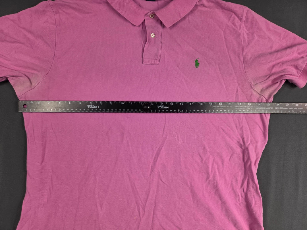 Polo Ralph Lauren Polo Shirt Mens 2XL Pink Pique Cotton High Low Hem Performance