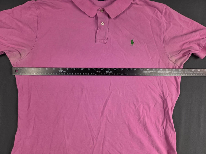 Polo Ralph Lauren Polo Shirt Mens 2XL Pink Pique Cotton High Low Hem Performance