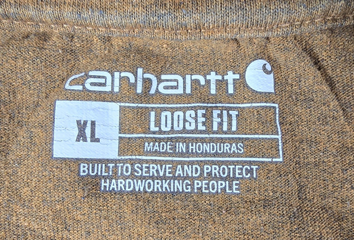 Carhartt Shirt Men’s K87 XL Washed Brown Logo Loose Fit Short Sleeve Pocket