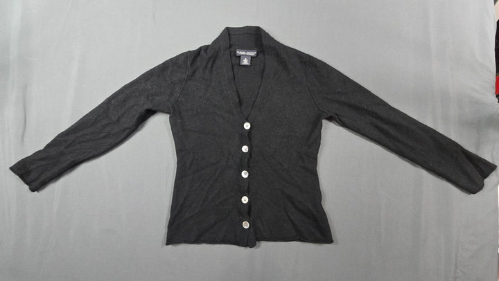 Banana Republic Cardigan Sweater Womens Medium Black Cotton Cashmere Button Fron