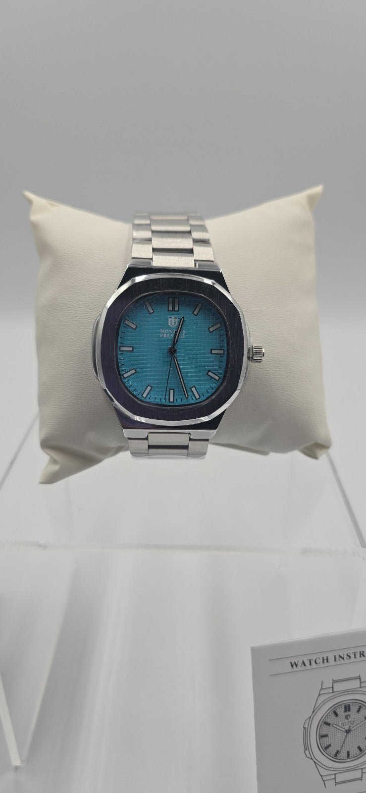 Montres Prestige x invicta 42mm Analog Silver StainlessSteel Bracelet Watch Blue
