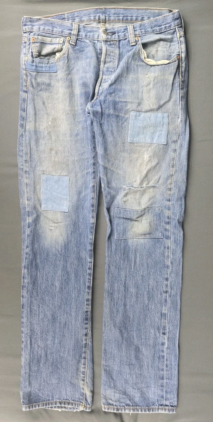 Levis 501 Jeans Mens 36X29 Blue Medium Wash Straight Leg Fit Button Fly Modern