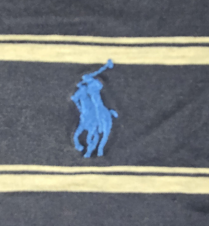 Polo Ralph Lauren Shirt Mens L Navy White Stripe Embroidered Logo Short Sleeve