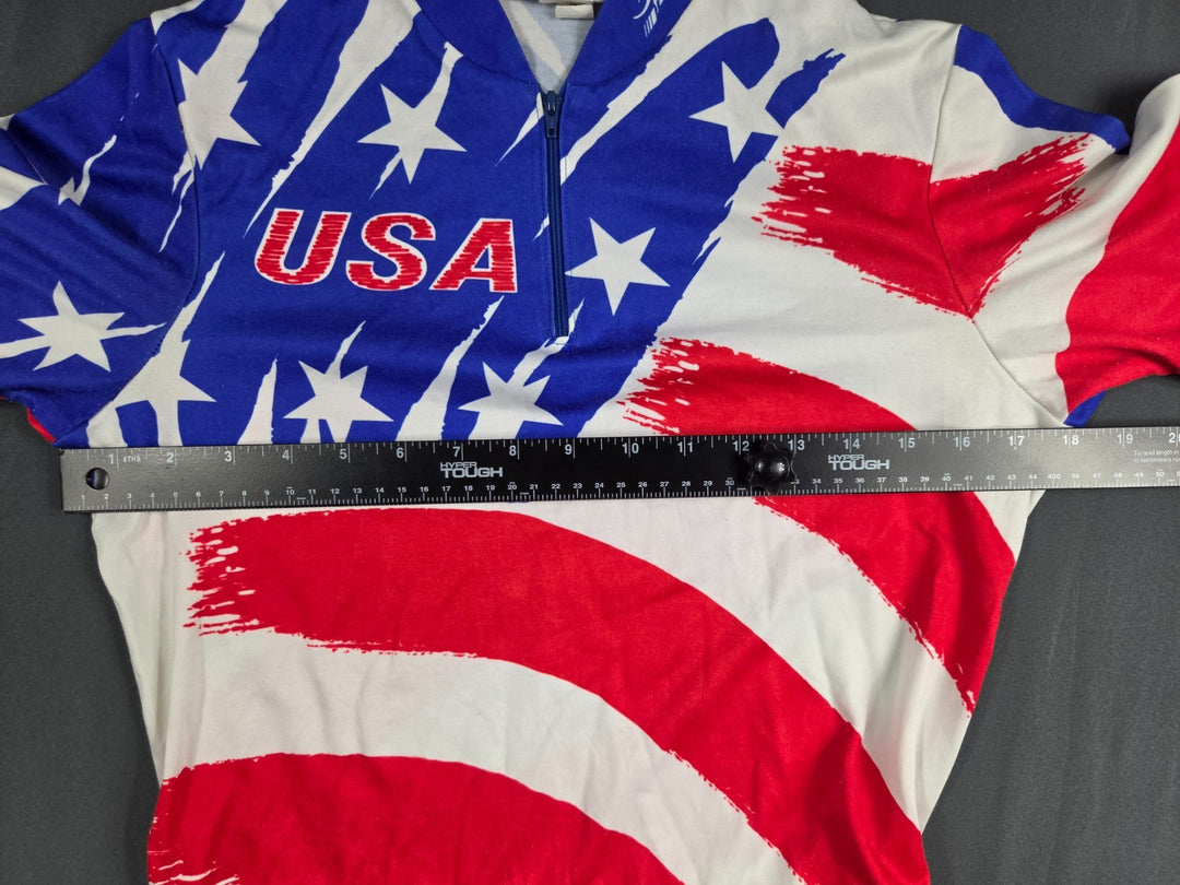 Aussie USA Flag Cycling Jersey Mens Medium Multicolor Short Sleeve Quarter Zip