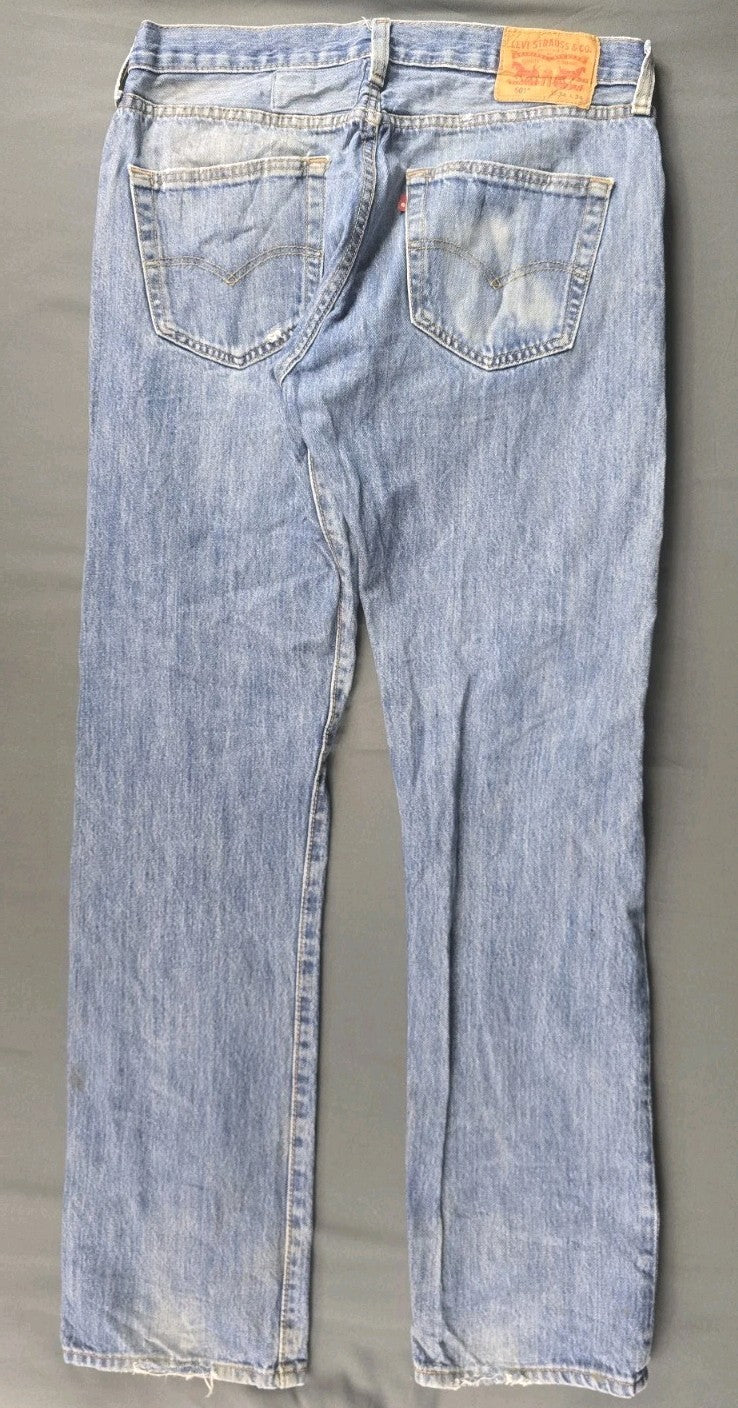 Levis 501 Jeans Mens 36X29 Blue Medium Wash Straight Leg Fit Button Fly Modern