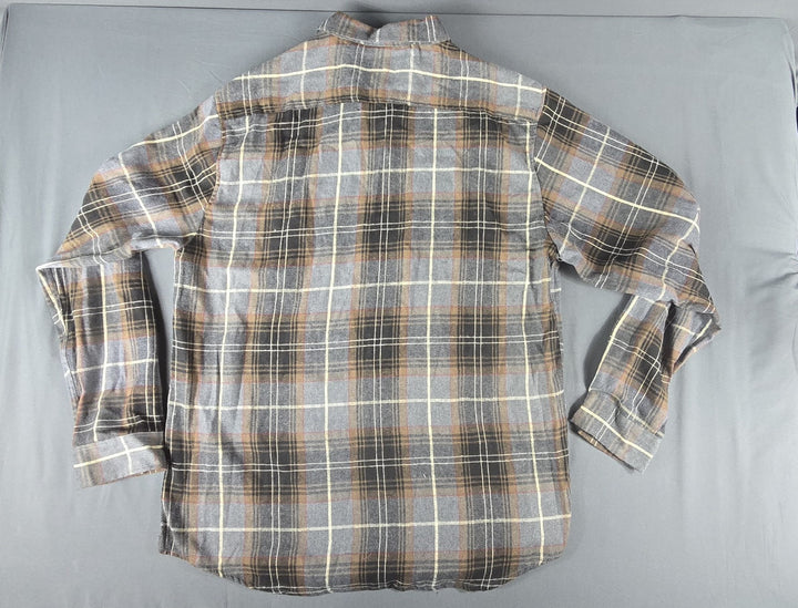 Molokai Surf Co. Flannel Shirt Mens 2XL Brown Gray Plaid Button Down Long Sleeve