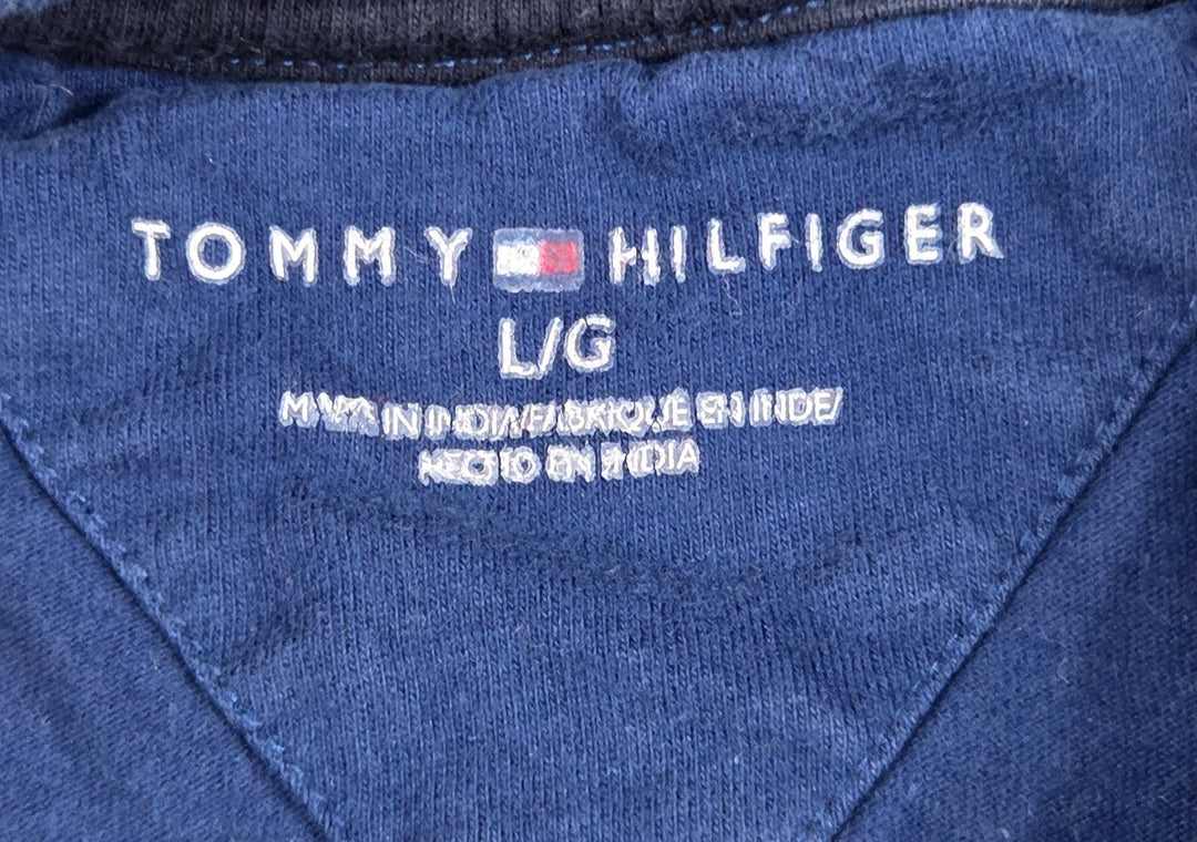 Tommy Hilfiger T-Shirt Mens Large Blue White New York City Crest Logo CoTommtton