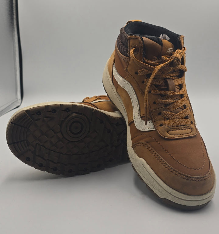 Vans Tyson Hi V8615 Unisex Kids 6 Skateboard Shoes Brown Leather Lace Up Sneaker