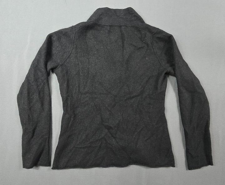 Banana Republic Cardigan Sweater Womens Medium Black Cotton Cashmere Button Fron