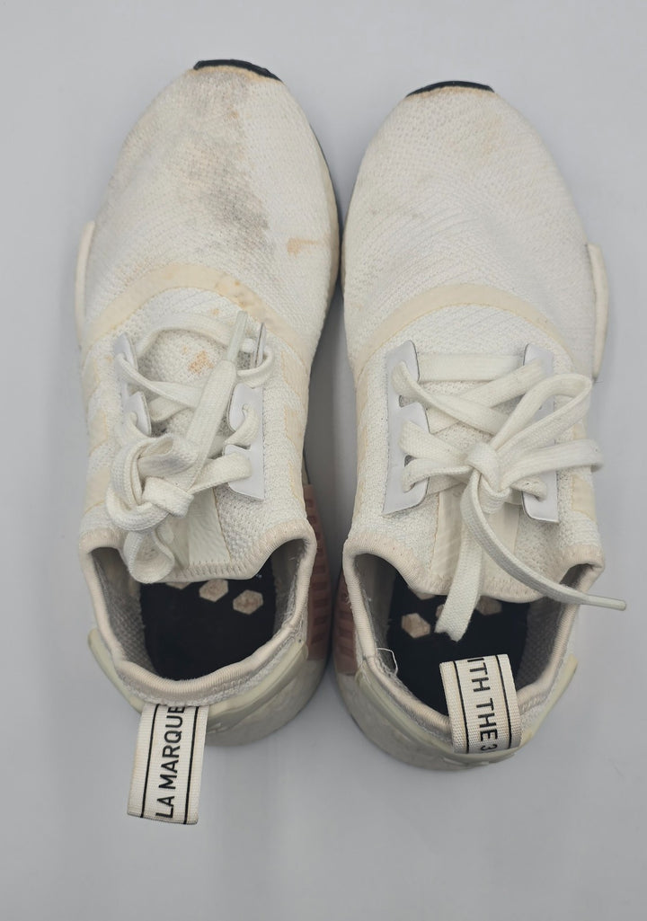 Adidas NMD_R1 EE5173 Womens 6.5 Running Shoes Cloud White Metallic Plugs Sneaker