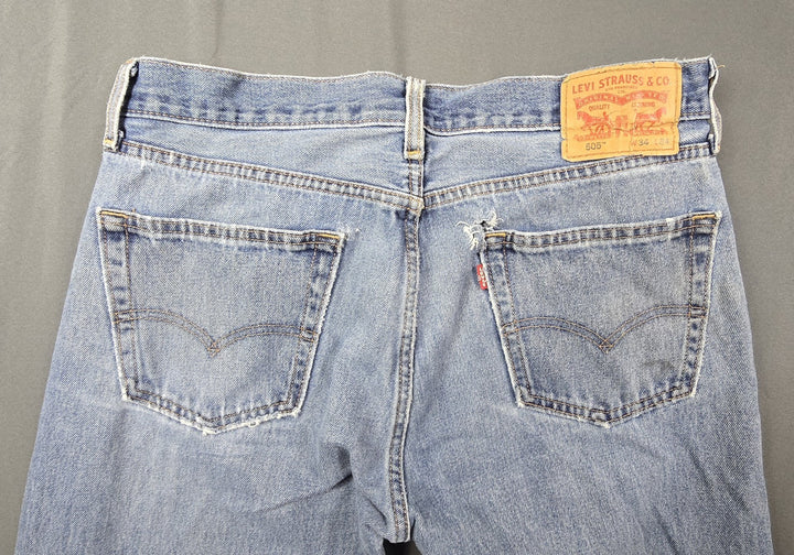 Levis 505 Jeans Mens 34x34 Light Wash Regular Fit Straight Leg Modern