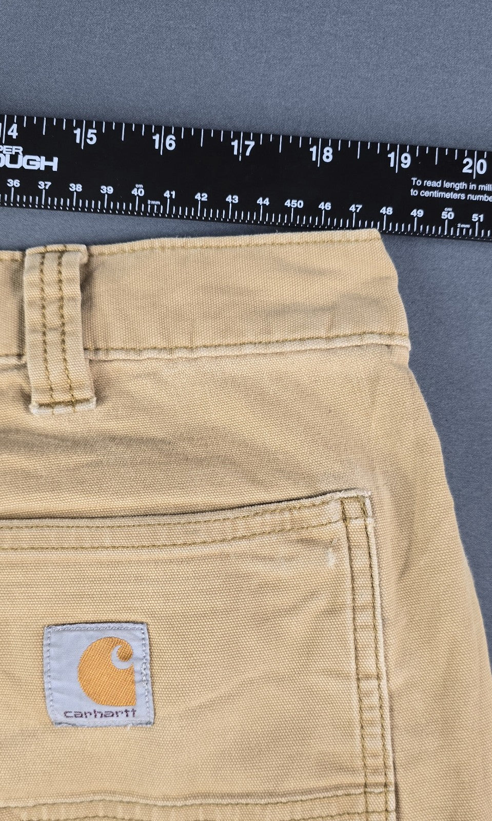 Carhartt Jeans Mens 40x32 Beige Tan Double Knee Straight Leg Relaxe Fit Workwear
