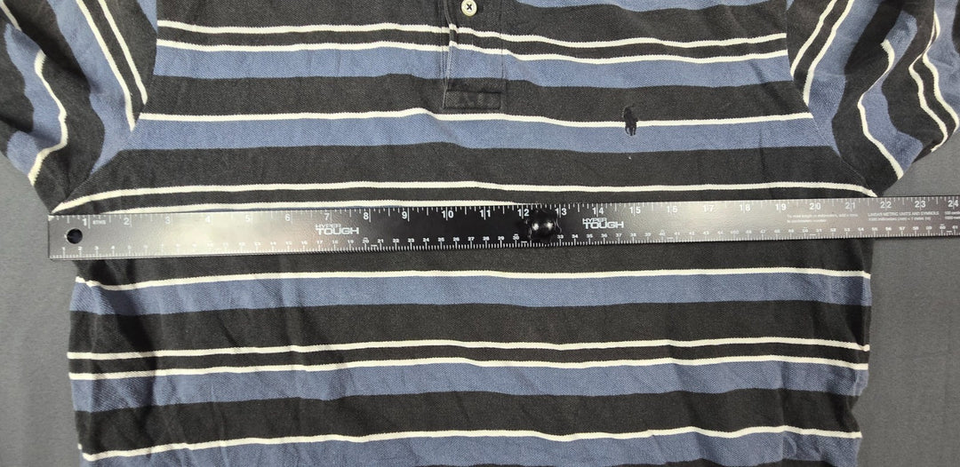 Vintage Polo Ralph Lauren Polo Shirt Mens Large Cotton Striped Side Slits Golf