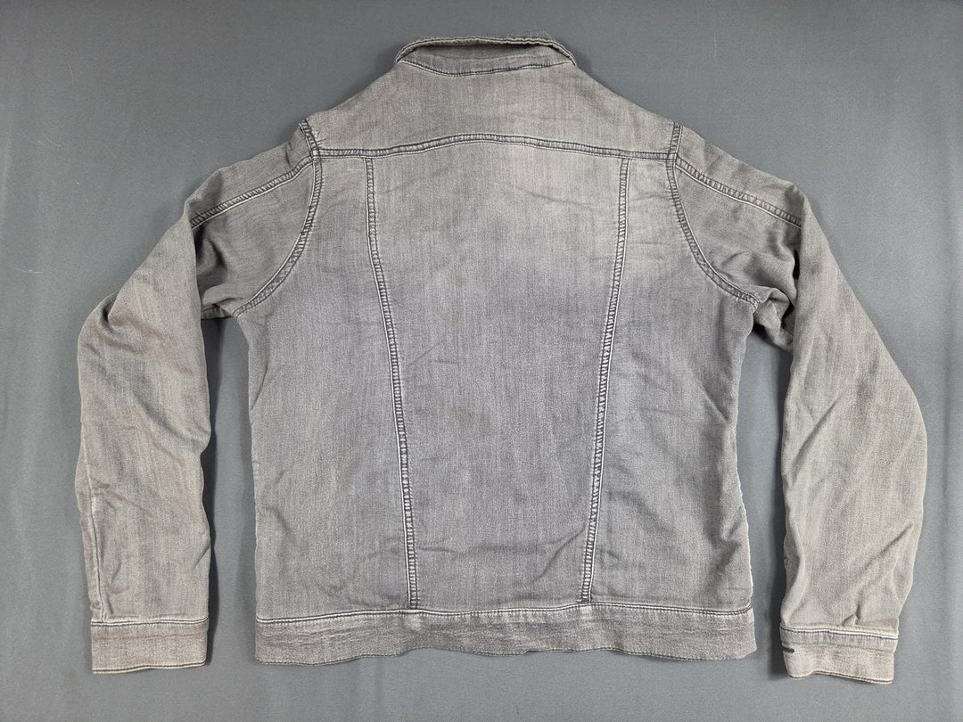 Buffalo David Bitton Denim Jacket Womens S Gray Stretch Button Front Trucker