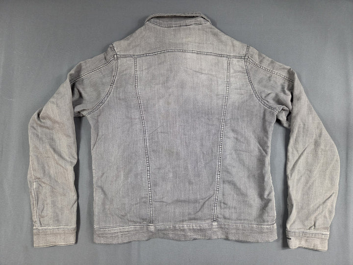 Buffalo David Bitton Denim Jacket Womens S Gray Stretch Button Front Trucker