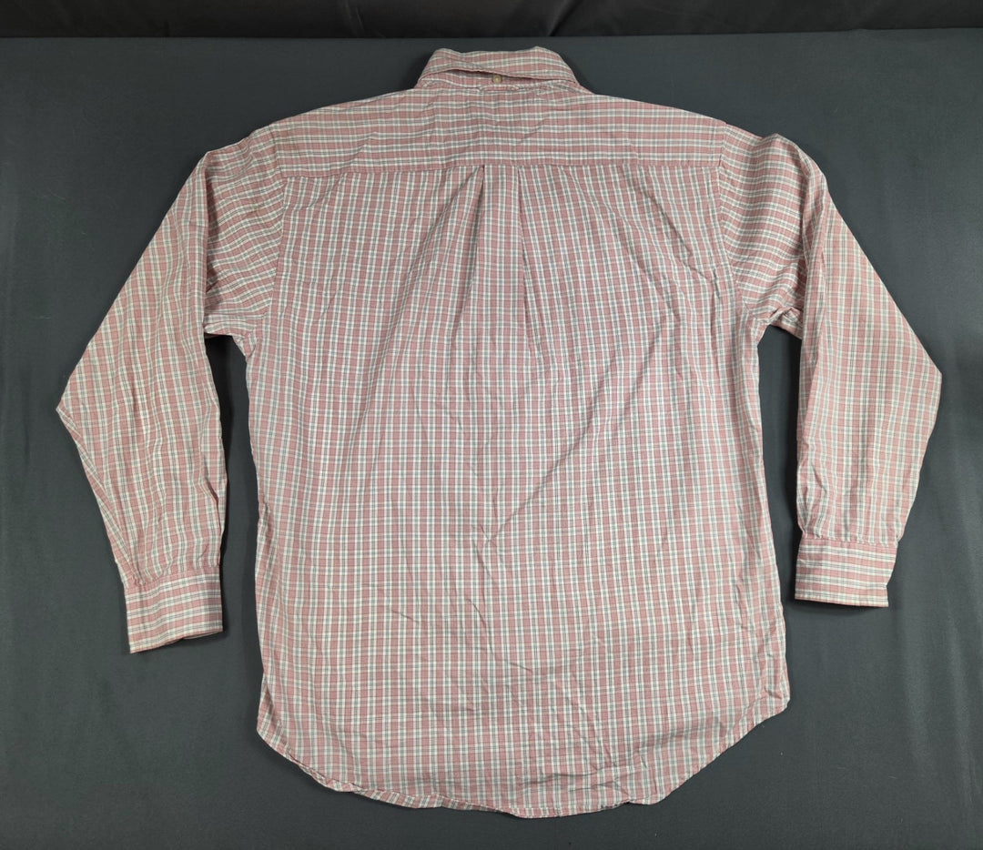 Tommy Hilfiger Mens M Red White Check Long Sleeve Button Down Shirt Cotton