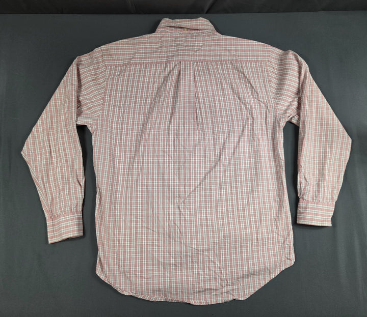 Tommy Hilfiger Mens M Red White Check Long Sleeve Button Down Shirt Cotton
