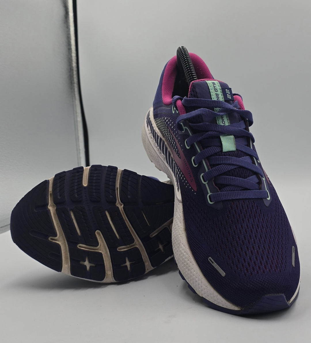 Brooks Adrenaline GTS 22 1203531B403 Womens 8.5 Running Shoes Navy Yucca Sneaker