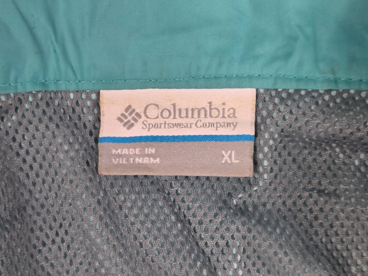 Columbia Sportswear Windbreaker Jacket Womens XL Aqua Blue Full Zip Mock Neck