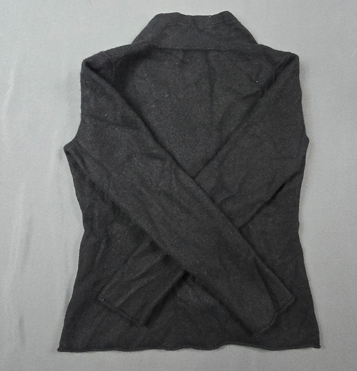 Banana Republic Cardigan Sweater Womens Medium Black Cotton Cashmere Button Fron