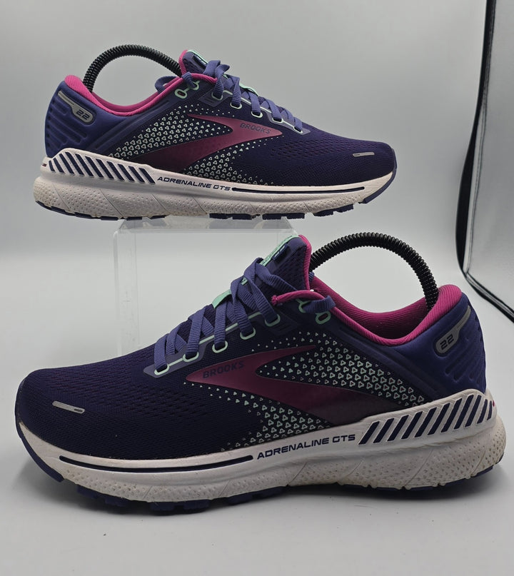Brooks Adrenaline GTS 22 1203531B403 Womens 8.5 Running Shoes Navy Yucca Sneaker