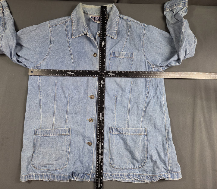 Bill Blass Denim Shirt Womens 1X Light Blue Cotton Button Up Classic Casual