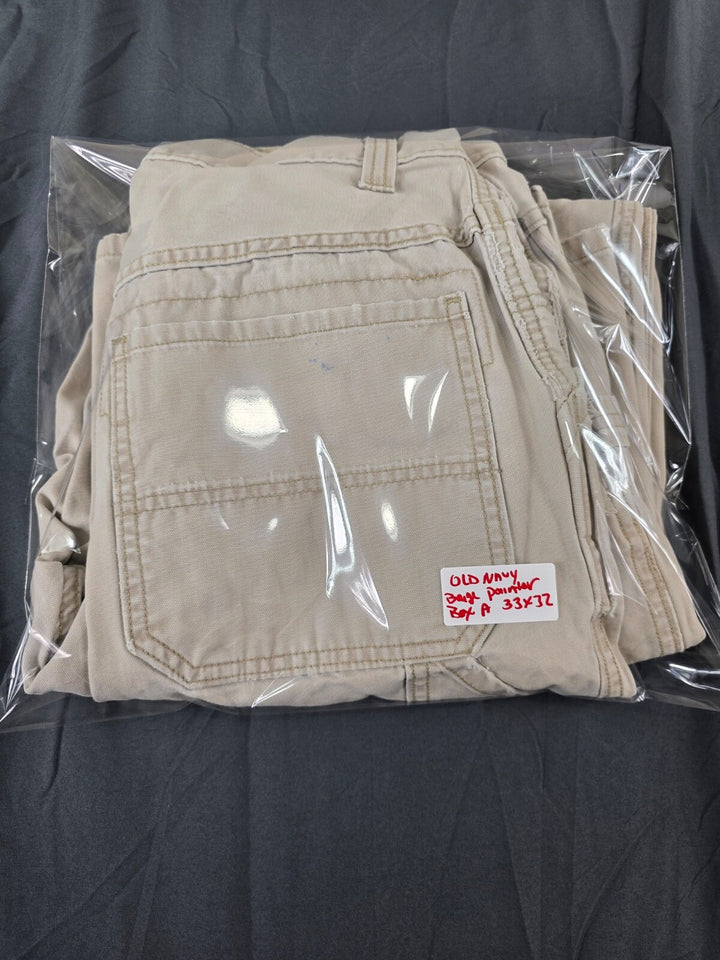 Old Navy Pants Mens 33x32 Beige Utility Cargo Pocket Straight Leg Workwear