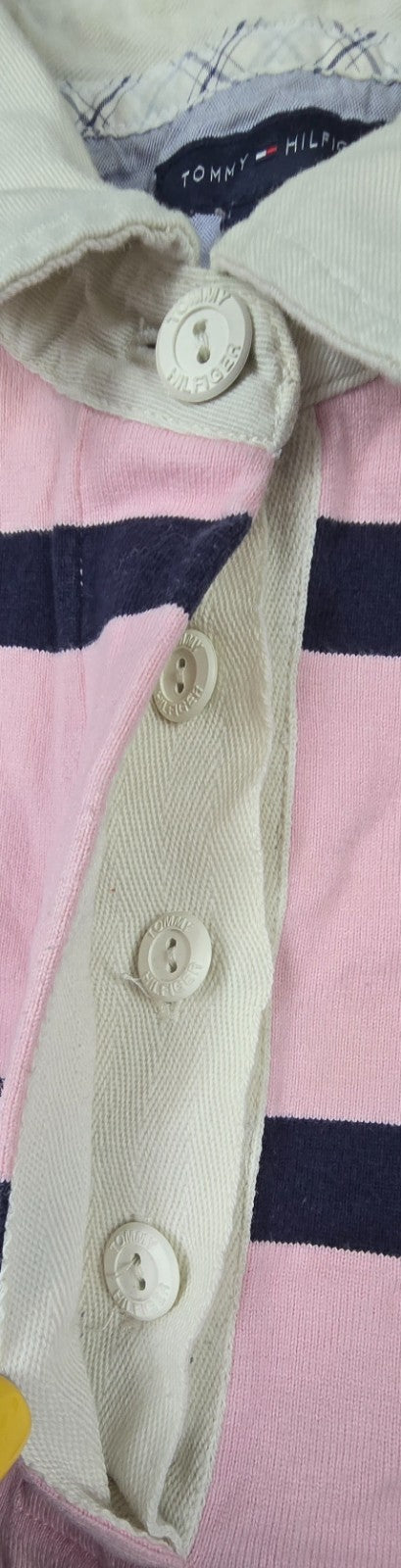 Tommy Hilfiger Rugby Shirt Women Medium Pink Striped Side Slits Performance Golf