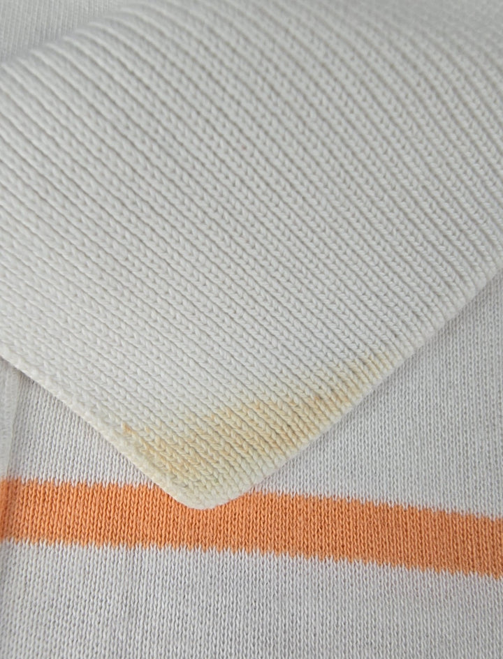 Polo Ralph Lauren Shirt Mens L White Orange Stripe Embroidered Logo Short Sleeve
